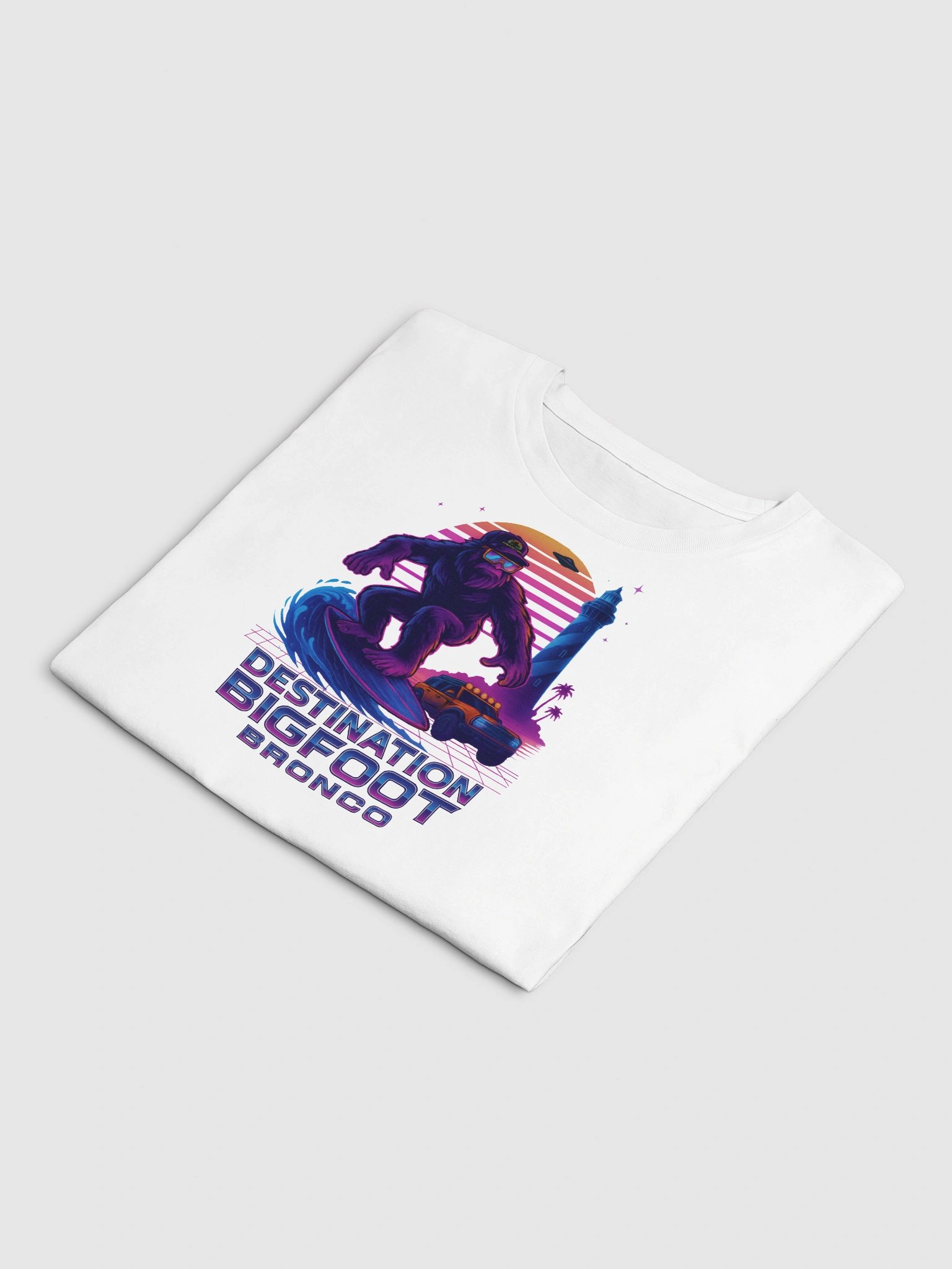 Destination Bigfoot Bronco Synthwave Crop Top (White) product image (4)