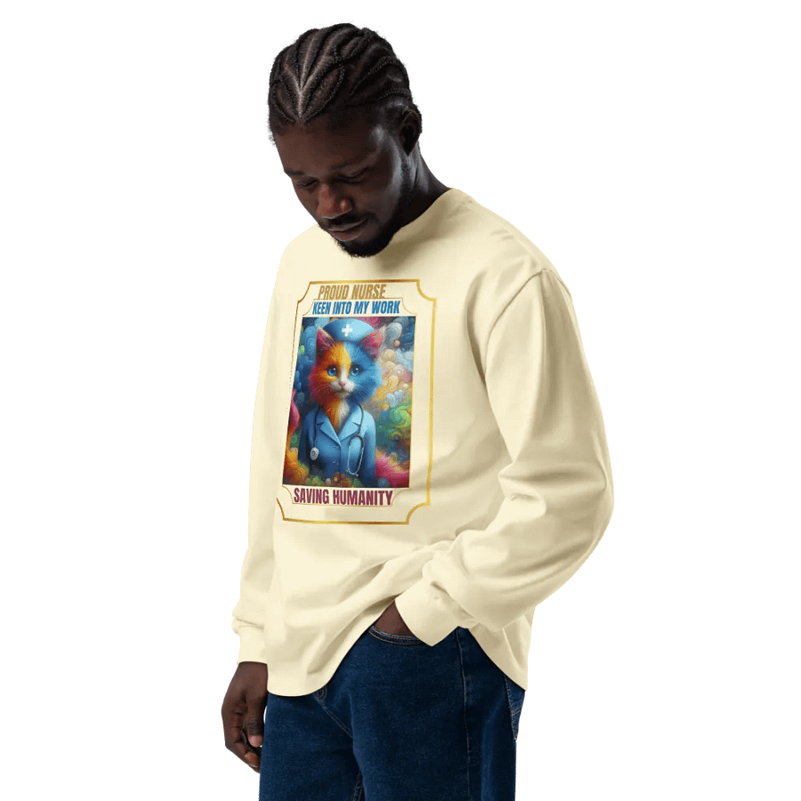 Whimsical Nurse Cat Long Sleeve Shirt product image (33)