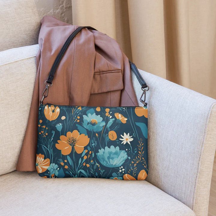 Chic Teal Flower Garden Crossbody Bag product image (2)