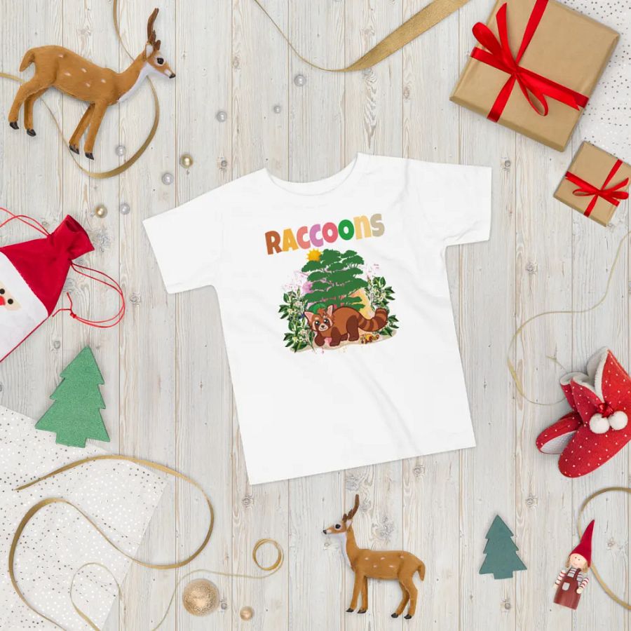 Raccoon Colorful Funny Cute Bella +Canvas Toddler T-Shirt – Funny Shirt, Best Gift for Kids product image (4)
