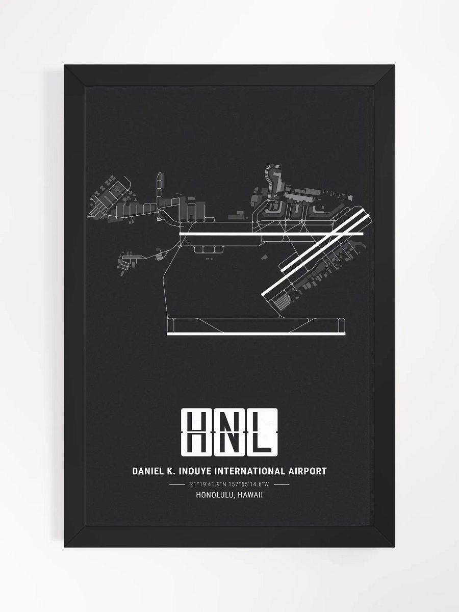 Framed Airport HNL Premium Map On Matt Paper product image (1)