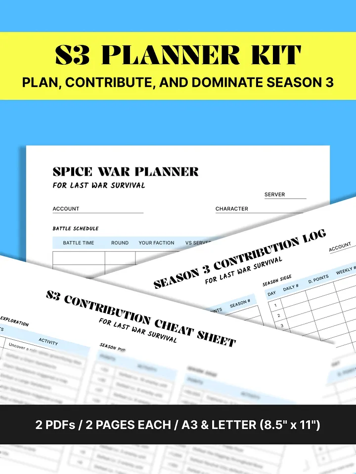 Season 3 Printable Planner Kit for Last War Survival product image (1)
