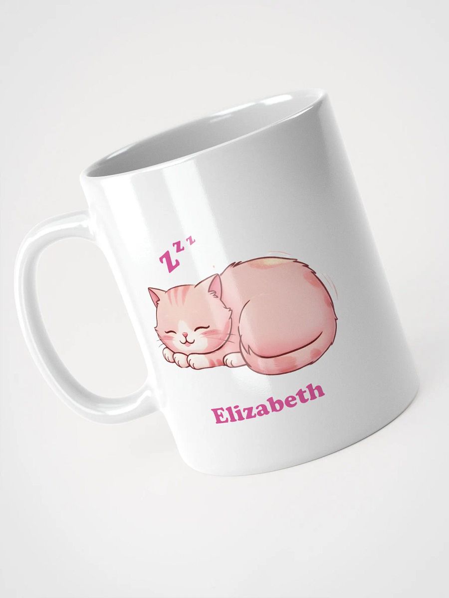 Personalized Sleeping Pink Cat White Glossy Mug product image (3)