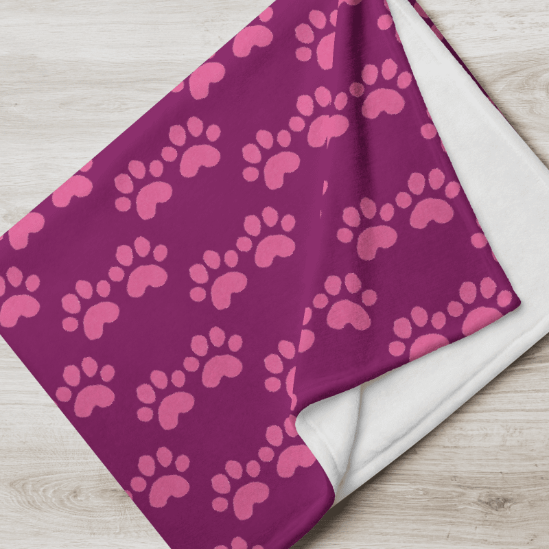 All Around Pink Paw Prints Throw Blanket product image (4)
