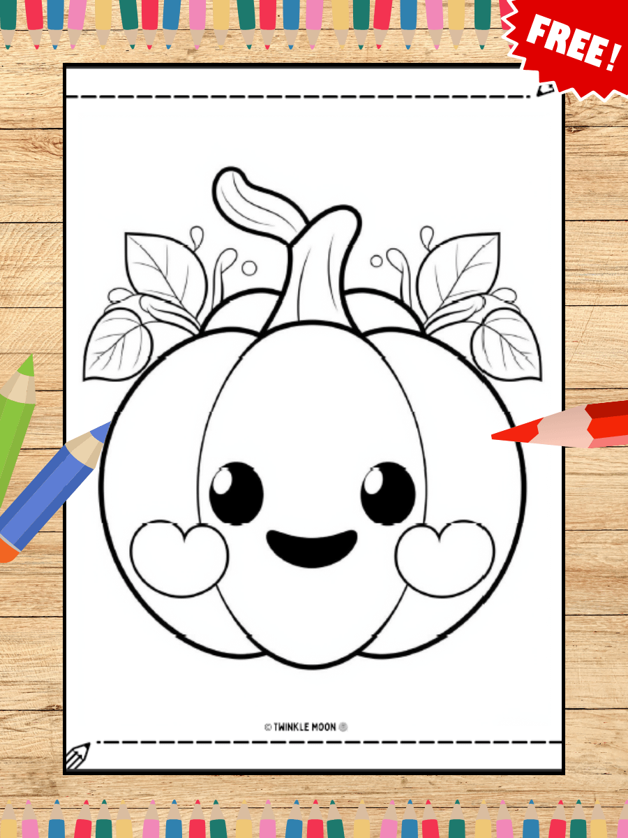 FREE - 10 Cute Pumpkin Coloring Pages (PDF Coloring Pages) product image (5)