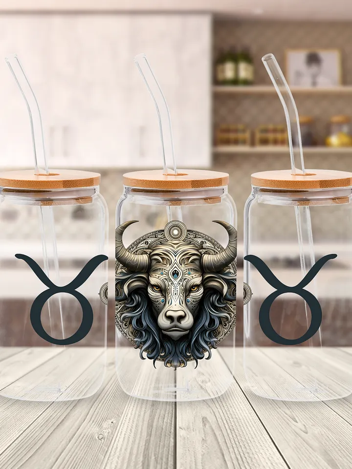 Taurus Zodiac Glass Can Sipper product image (1)