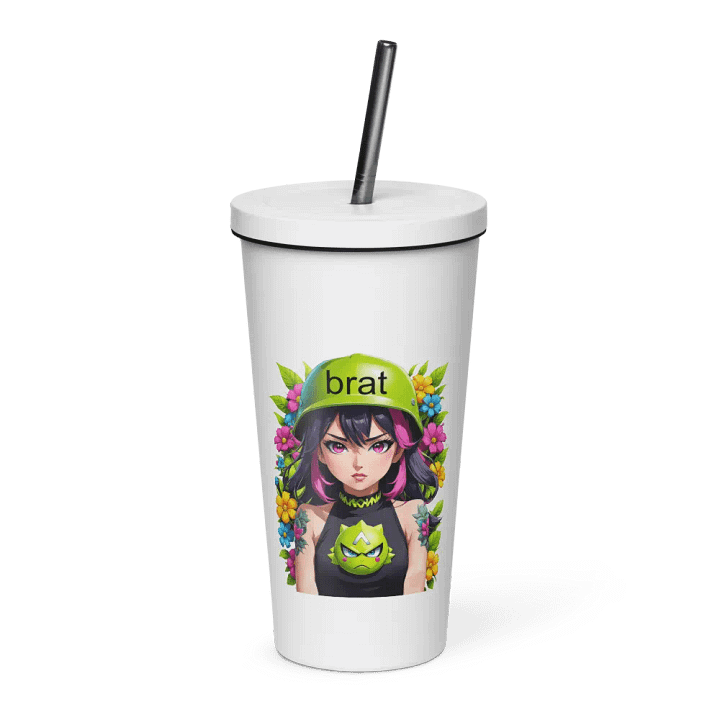 Brat 20 oz Tumbler Cup - White - Insulated Tumbler with a Straw v6 product image (1)