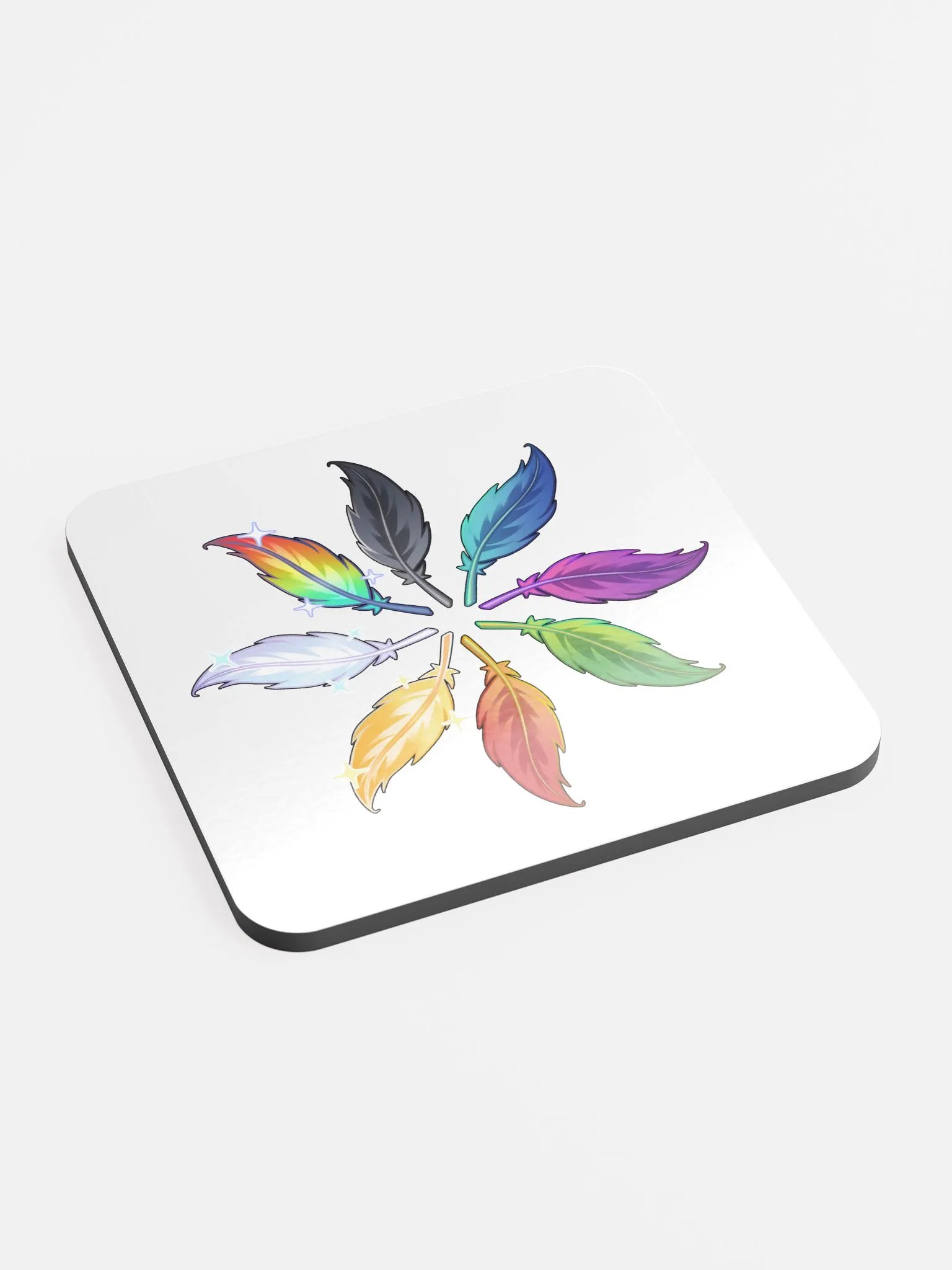 Circle of Feathers Coaster (White) product image (2)