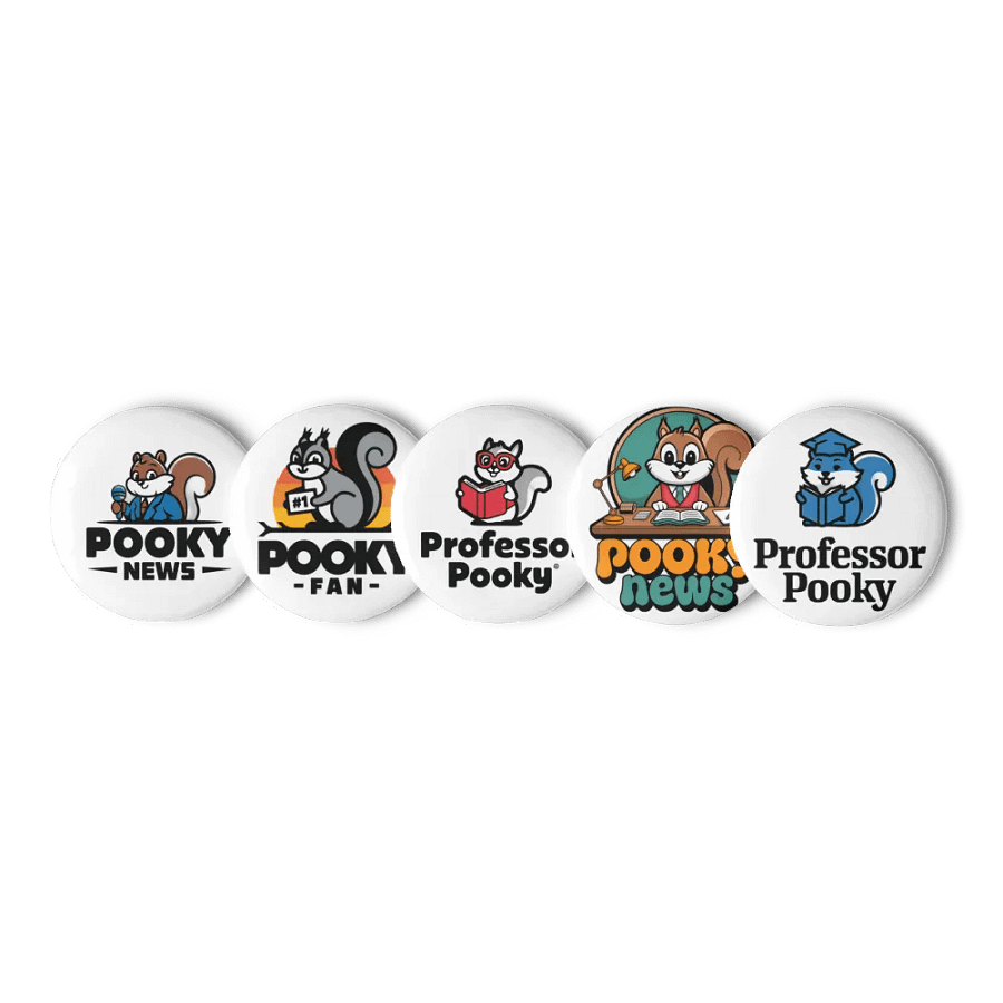 Original Pooky Artwork Buttons: Set of Five -Q product image (1)