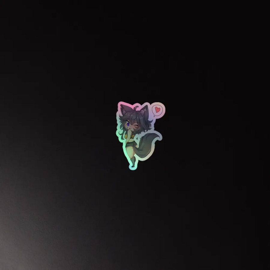 WolfcatRisi Flirty Chibi Holographic Sticker product image (2)