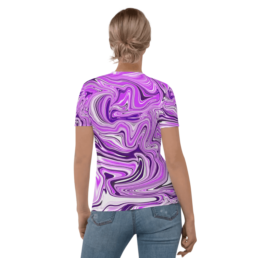 Women's Crew Neck Tshirt - Purple Digital Fluid Art product image (2)
