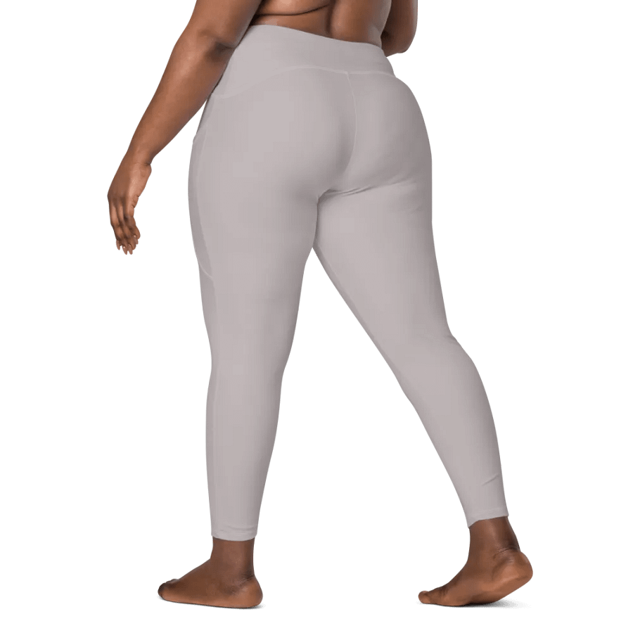 Plain Gray True Summer Women's High Waisted Premium Crossover Leggings with Pockets by Treasure Pie product image (9)