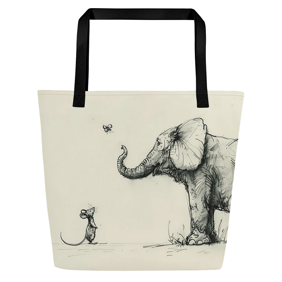 Tote Bag: Mouse and Elephant Unexpected Friendship Enjoy the Simple Moments Minimalist Design product image (3)