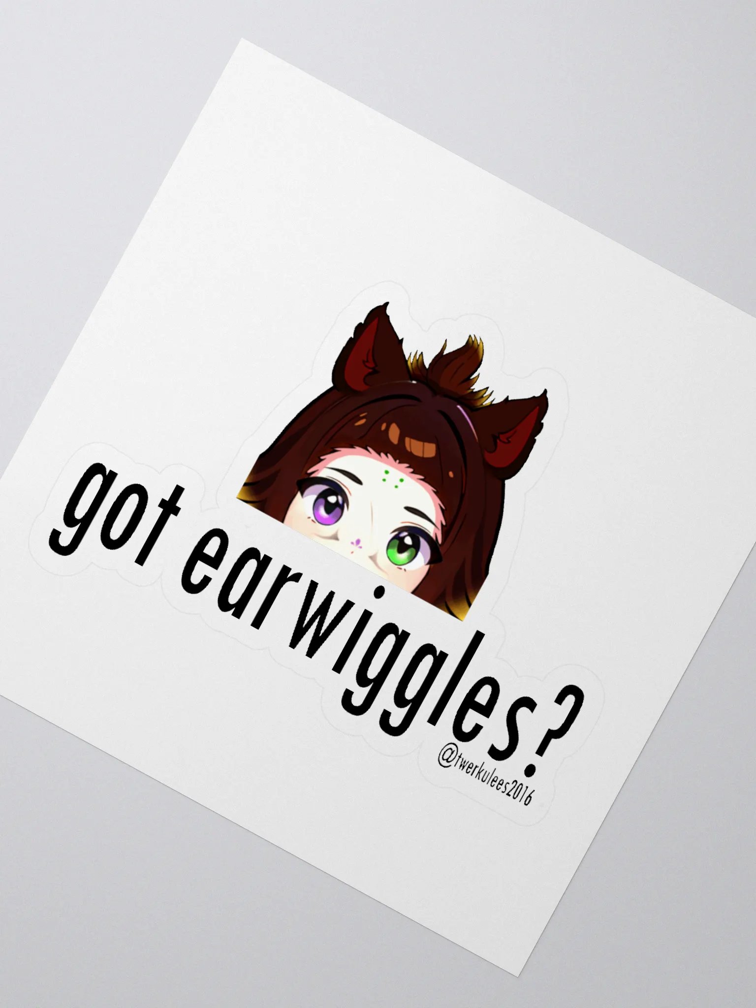 got earwiggles? Sticker w/ black text product image (2)