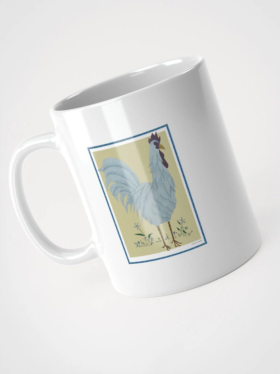White Glossy Mug with Chicken and yellow background product image (3)