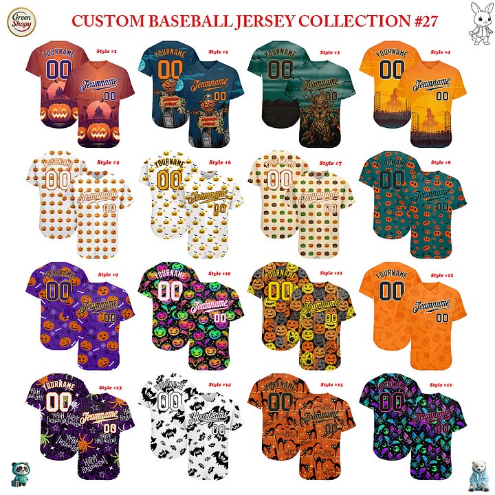 Authentic Baseball Jersey, Custom Baseball Jersey, Personalized Sport Jersey, Colorful, Flowers, Number, Logo, Halloween Gift product image (1)