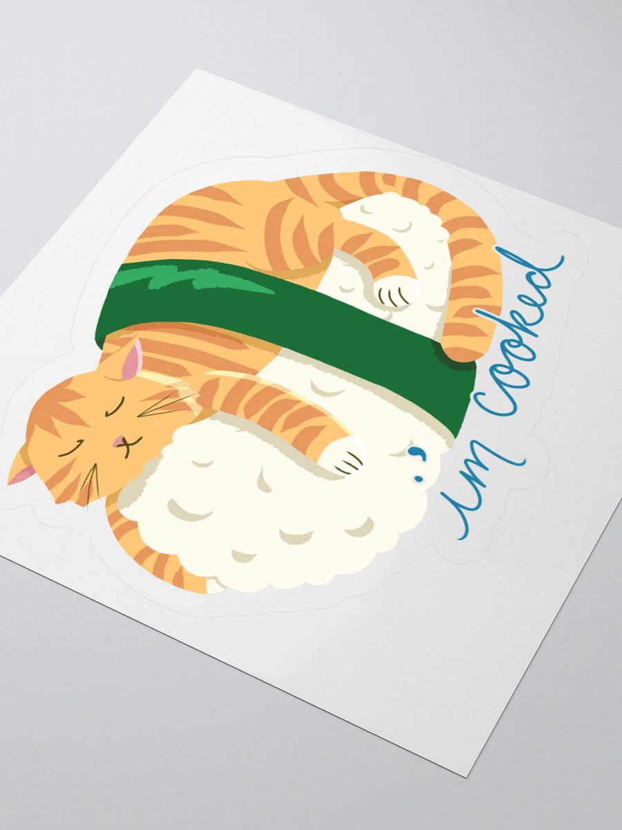 'I'm Cooked' Sushi Cat Sticker product image (9)