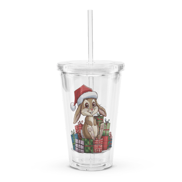 Santa Bunny Double Wall Clear Plastic Tumbler (16 oz) product image (1)