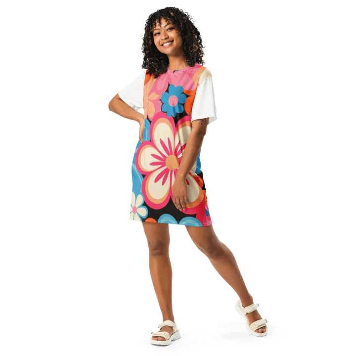 Retro Floral Fantasy T-Shirt Dress product image (2)