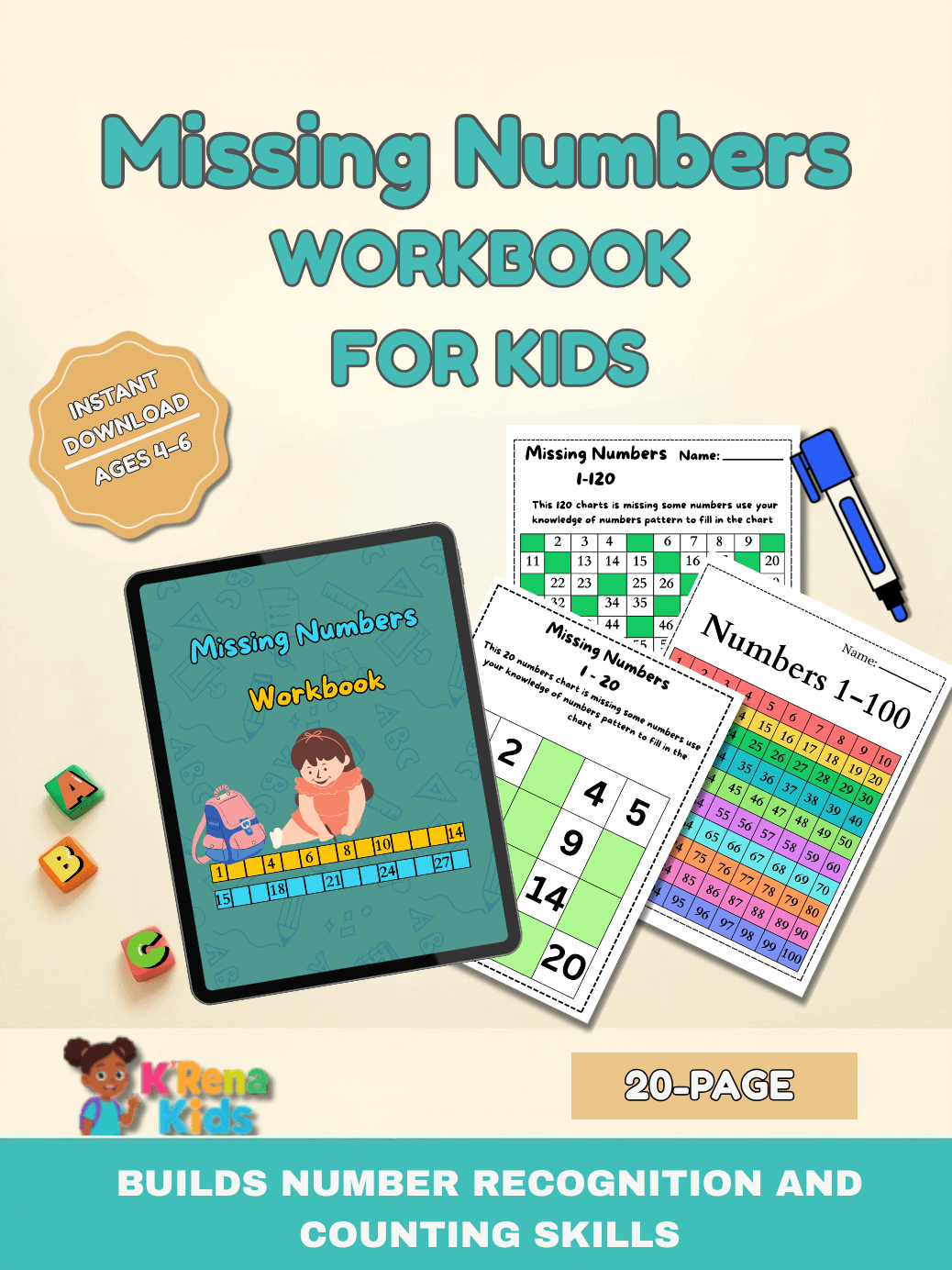 Missing Numbers Workbook product image (1)