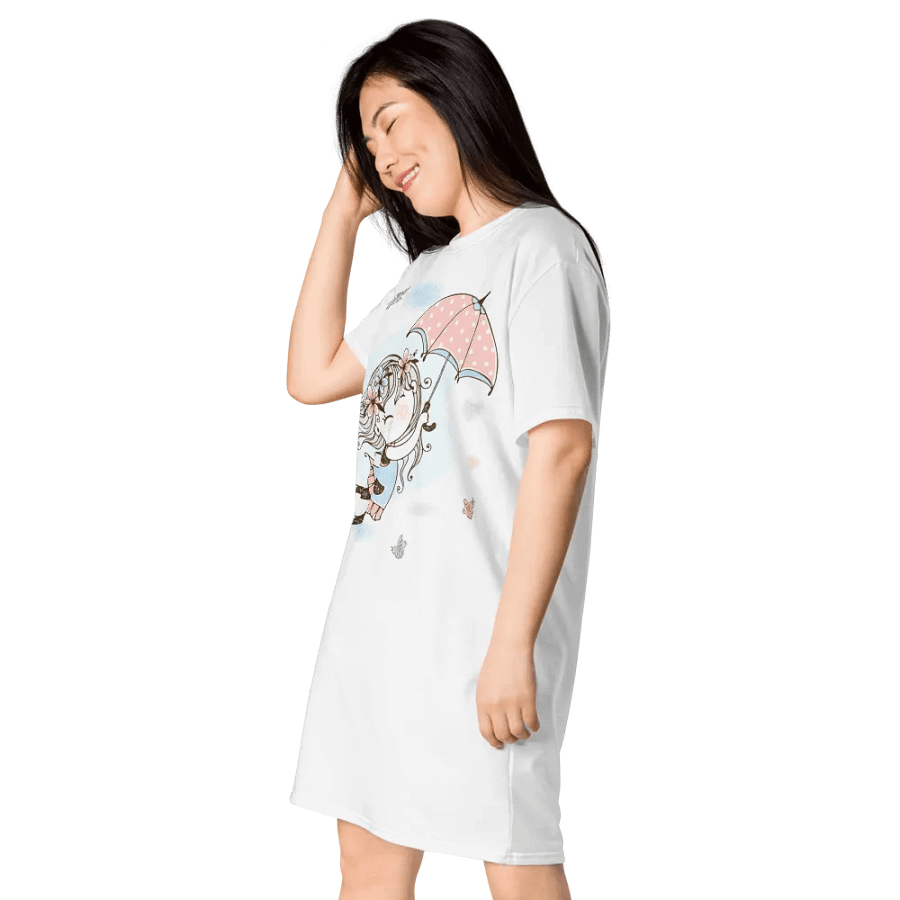 'Fly Away Girlie' White T-Shirt Dress product image (3)