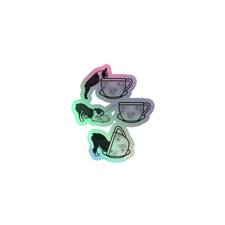 Bostron Terrier Teatime Holographic Sticker Set product image (1)