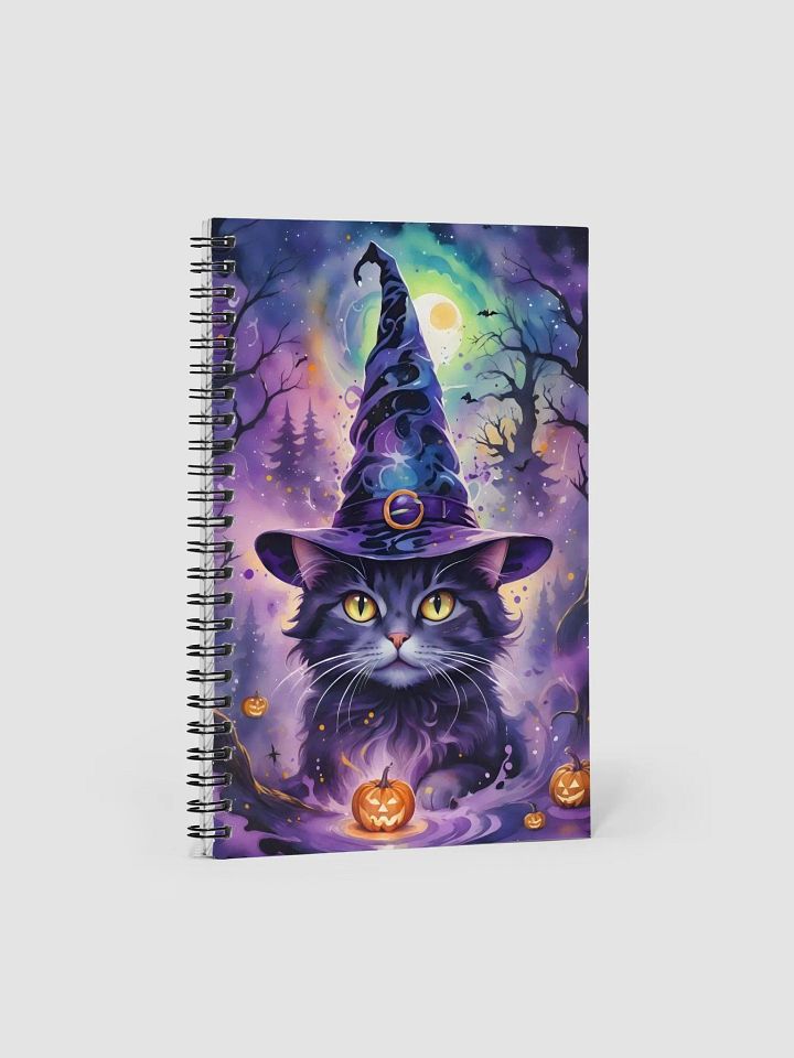 Fluffy Grey Cat Witch Spiral Notebook product image (1)