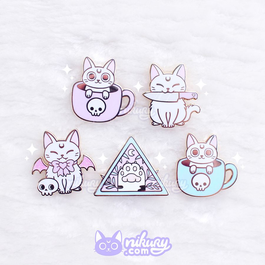 White Meowgic | Mint Mug Cat Enamel Pin product image (2)