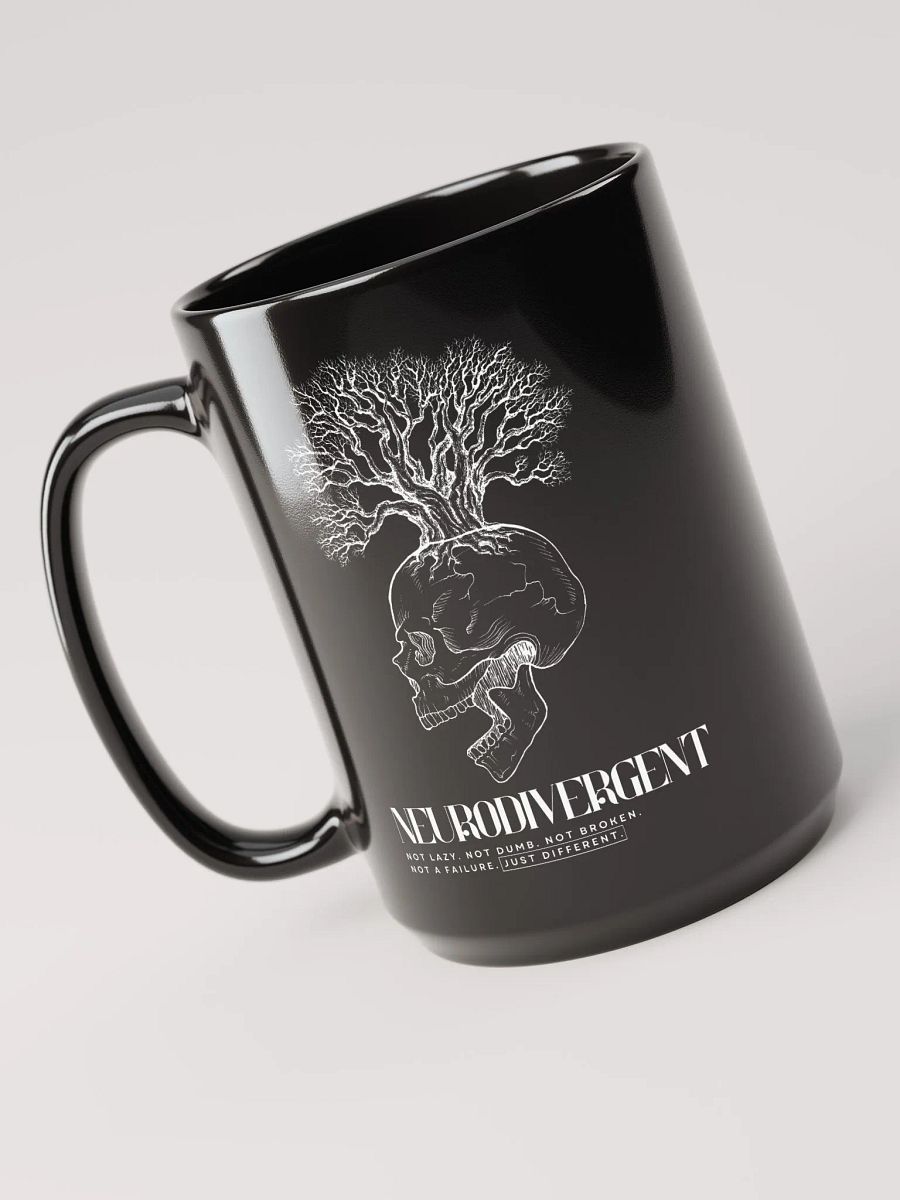 NEURODIVERGENT SKULL black glossy mug product image (1)