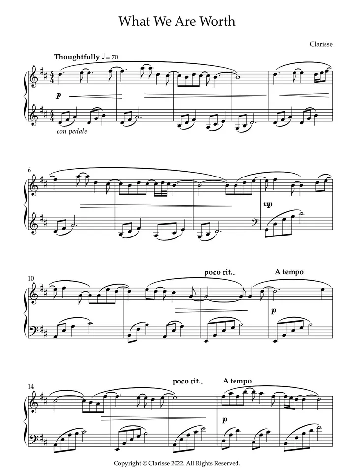 What We Are Worth - Sheet Music product image (1)