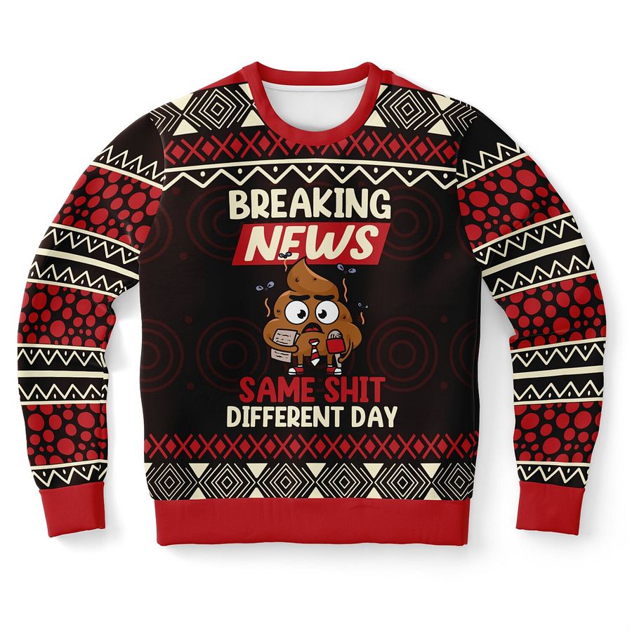 "Breaking News SSDD" Emoji Ugly Christmas Sweater | Funny Sarcastic Holiday Sweatshirt | Humorous Winter Party Outfit | Unisex Gag Gift product image (9)