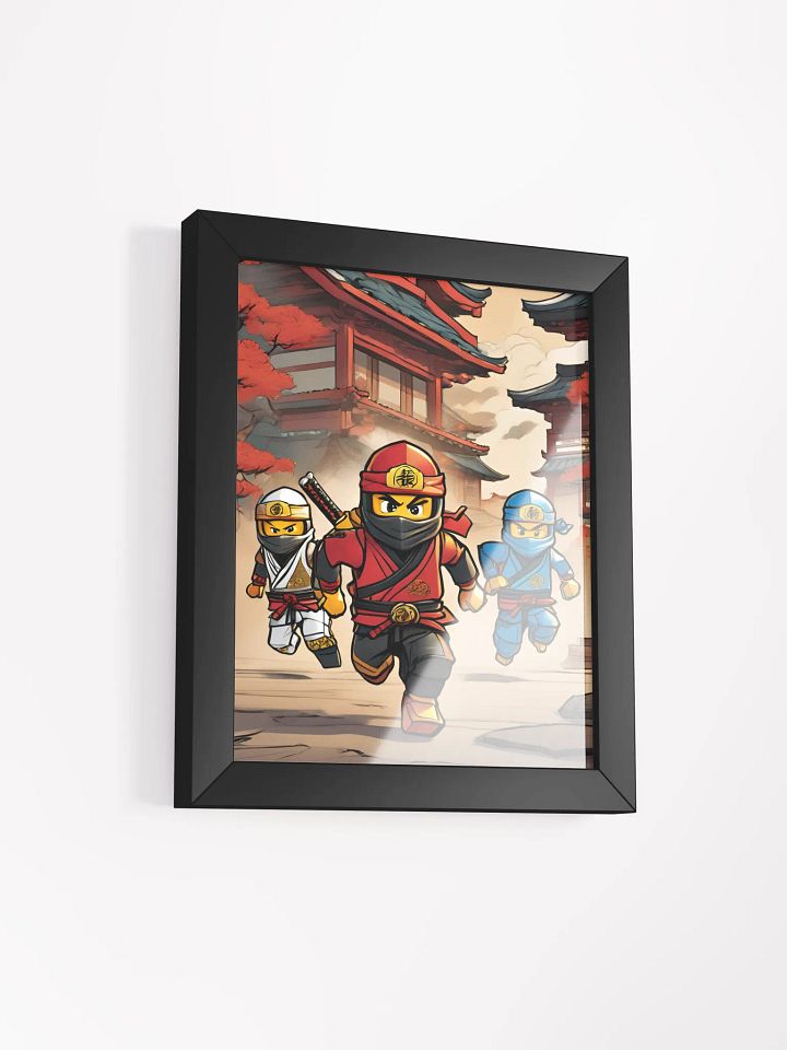 Framed Poster - Ninja Trio Running wall art for Boys Room - Ninja Poster - Ninjago inspired Wall Decoration for Boys product image (2)