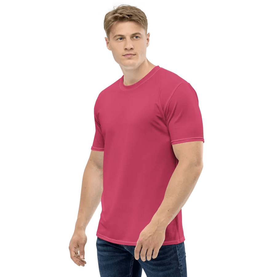 Plain Ruby Red True Summer Men's Crewneck Polyester Heavyweight Premium T-Shirt by Treasure Pie product image (5)