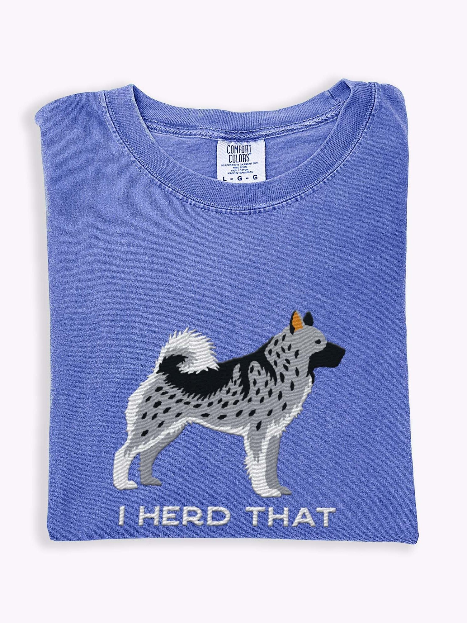 I Herd That T-Shirt(Embroidered) of a Norwegian Elkhound(Gray) product image (1)