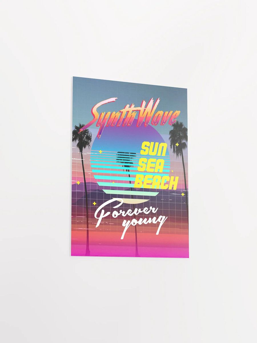 Synthwave poster: Sun. Sea. Beach [retrowave/vaporwave/synthwave] — aesthetic poster, retrowave art print, neon poster, 80s poster product image (8)