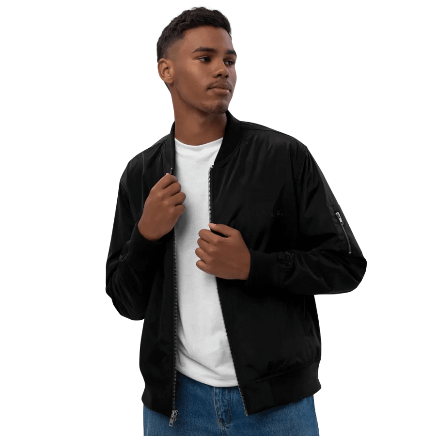 *not* mentally linear (monochrome black) premium recycled bomber jacket product image (7)