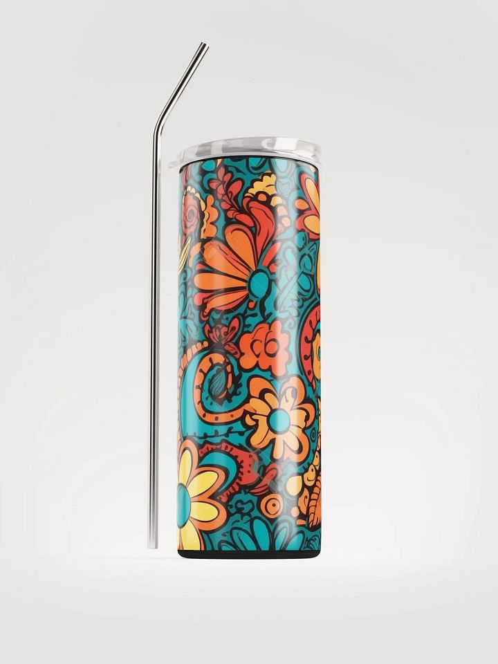 Groovy Hippie Stainless Steel Tumbler | Eco-Friendly 20oz Cup with Reusable Straw! product image (1)