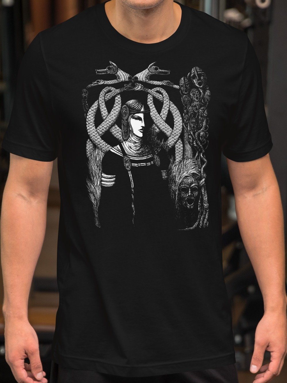 Hel in Black Regular Fit Supersoft Bella Canvas T-Shirt Norse Mythology product image (1)