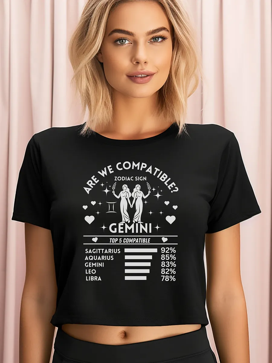 Gemini Zodiac Sign Romantic Compatibility - AS Colour Women's Premium Crop Top product image (1)