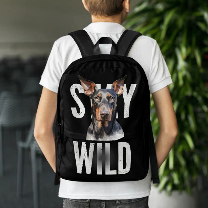 Stay Wild Doberman All-Over Print Backpack product image (2)
