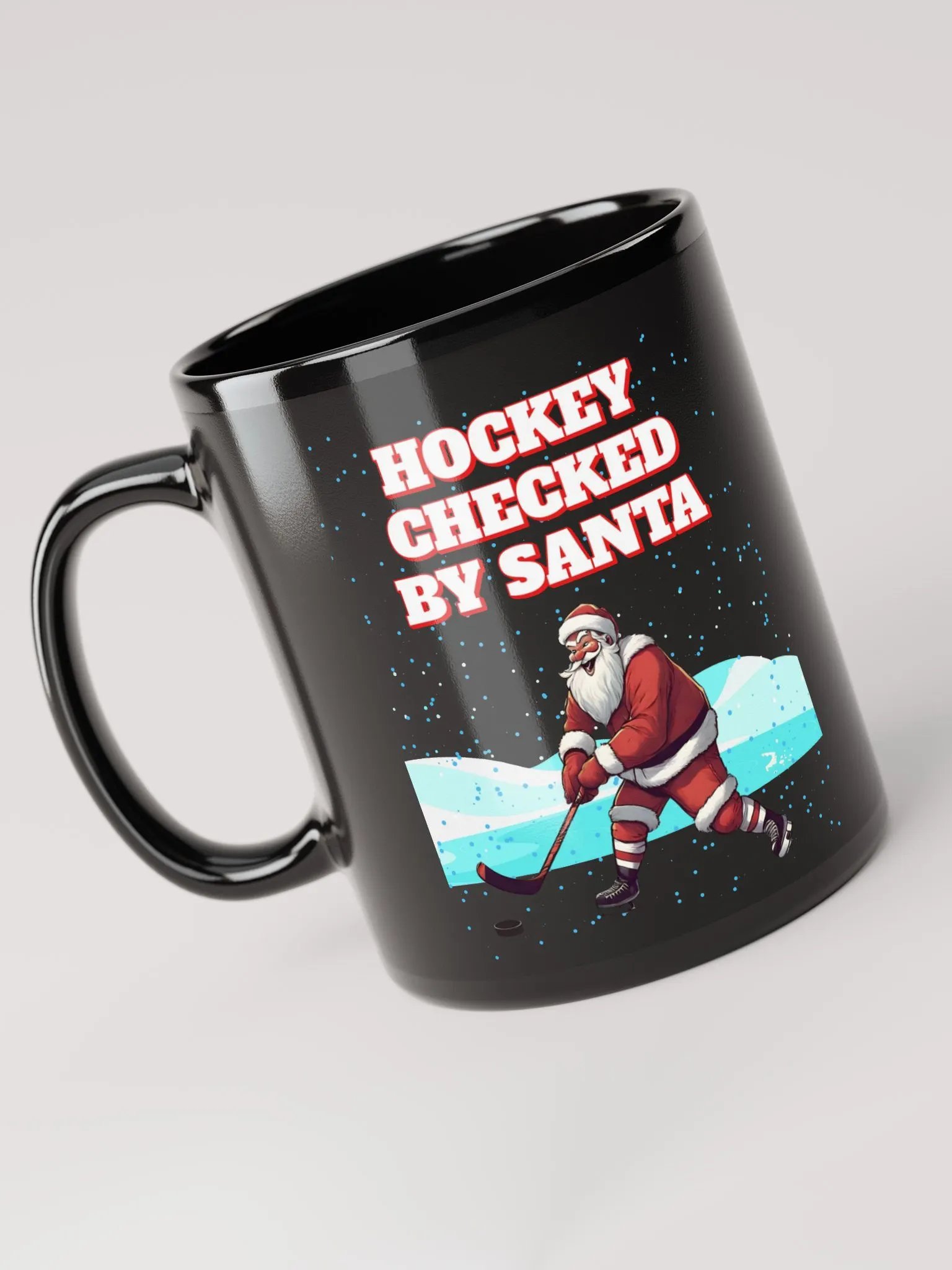 Hockey Checked By Santa Christmas Black Mug product image (6)