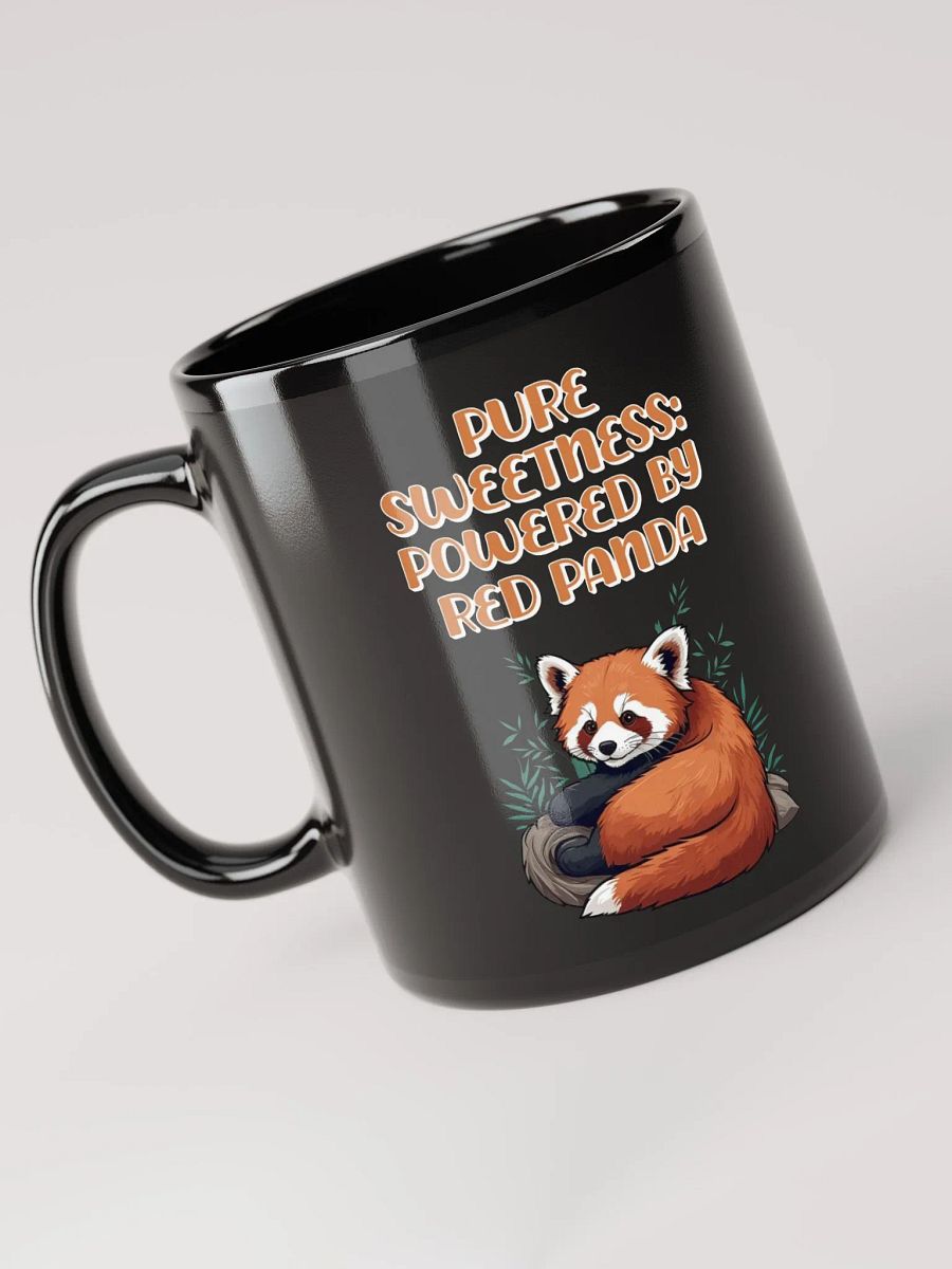Pure Sweetness: Powered By Red Panda - Cute Animal Design Black Mug product image (5)