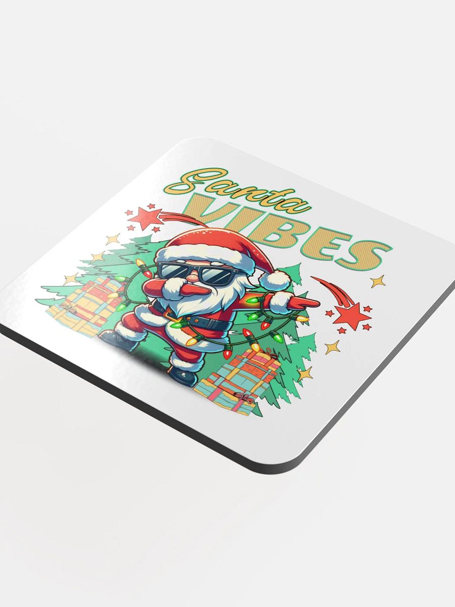 Santa Vibes Dabbing Glossed Cork Coaster product image (4)