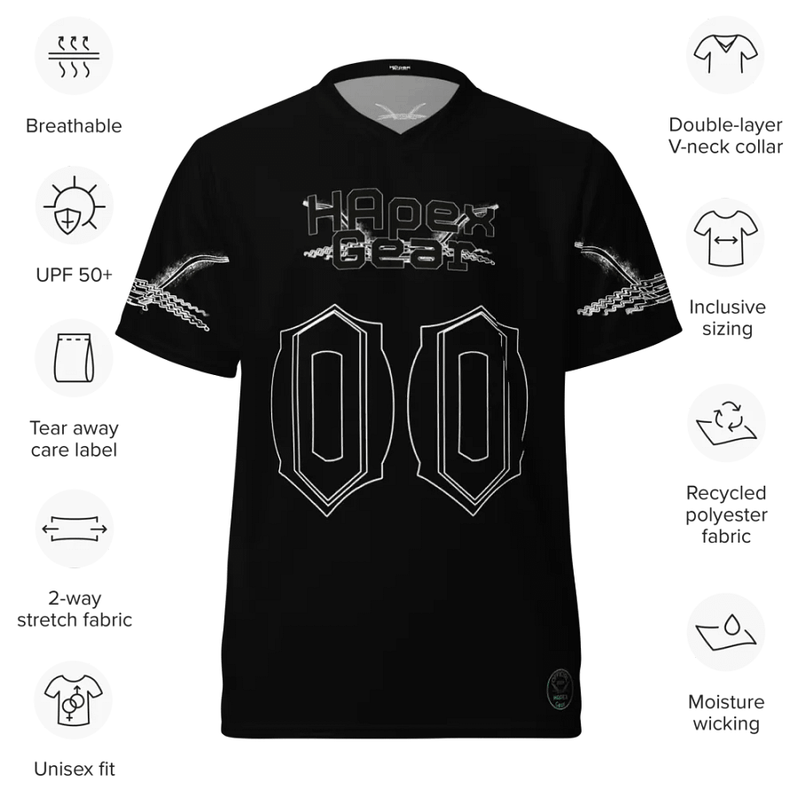 Recycled Unisex Sports Jersey - Black - Mr I'm Not Important - Black HApex Gear Black Logo product image (9)