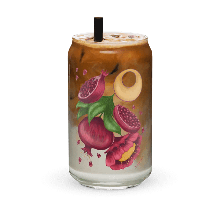 Pastel Poms 16 oz glass with or without lid and straw product image (2)