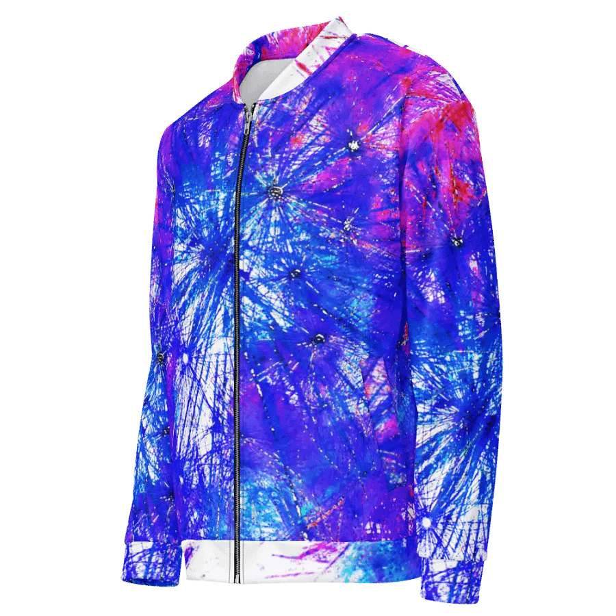 Abstract Bright Neon Dandelion Seeds Unisex Bomber Jacket product image (8)