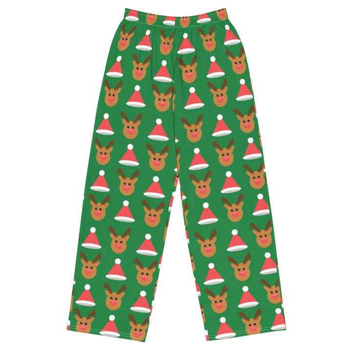 Festive Fusion Reindeer & Santa Hats Wide-Leg Pants product image (1)