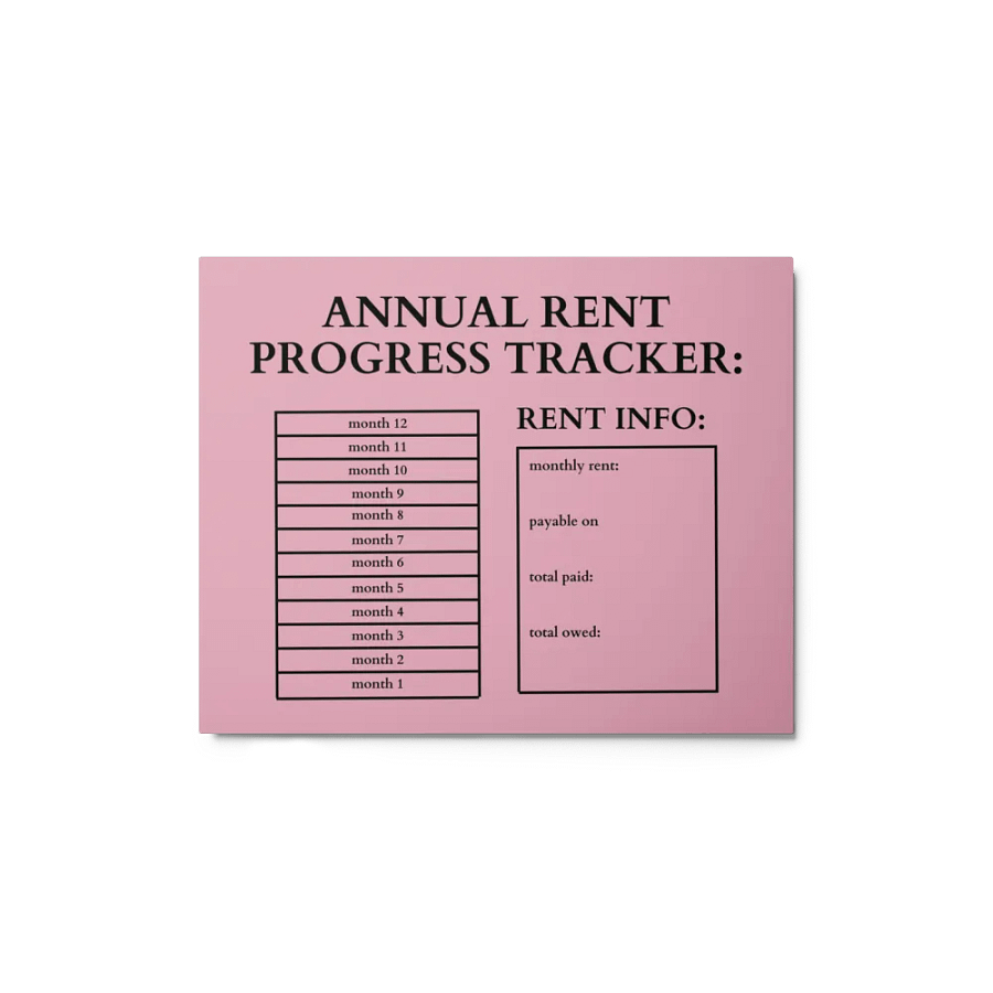 HIGHFALUTIN ANNUAL RENT TRACKER (black design 9) product image (1)