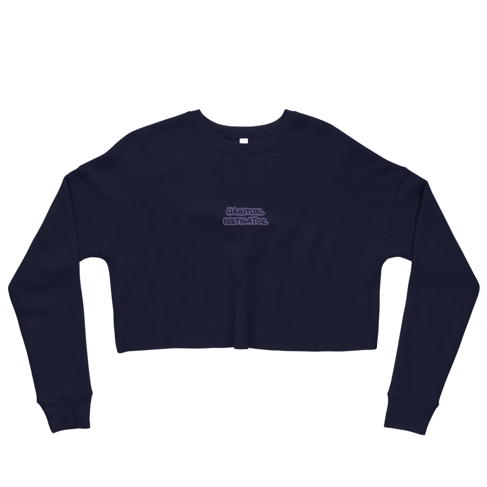 HABITUAL INSTIGATOR (purple outline) embroidered fleece crop crew product image (26)