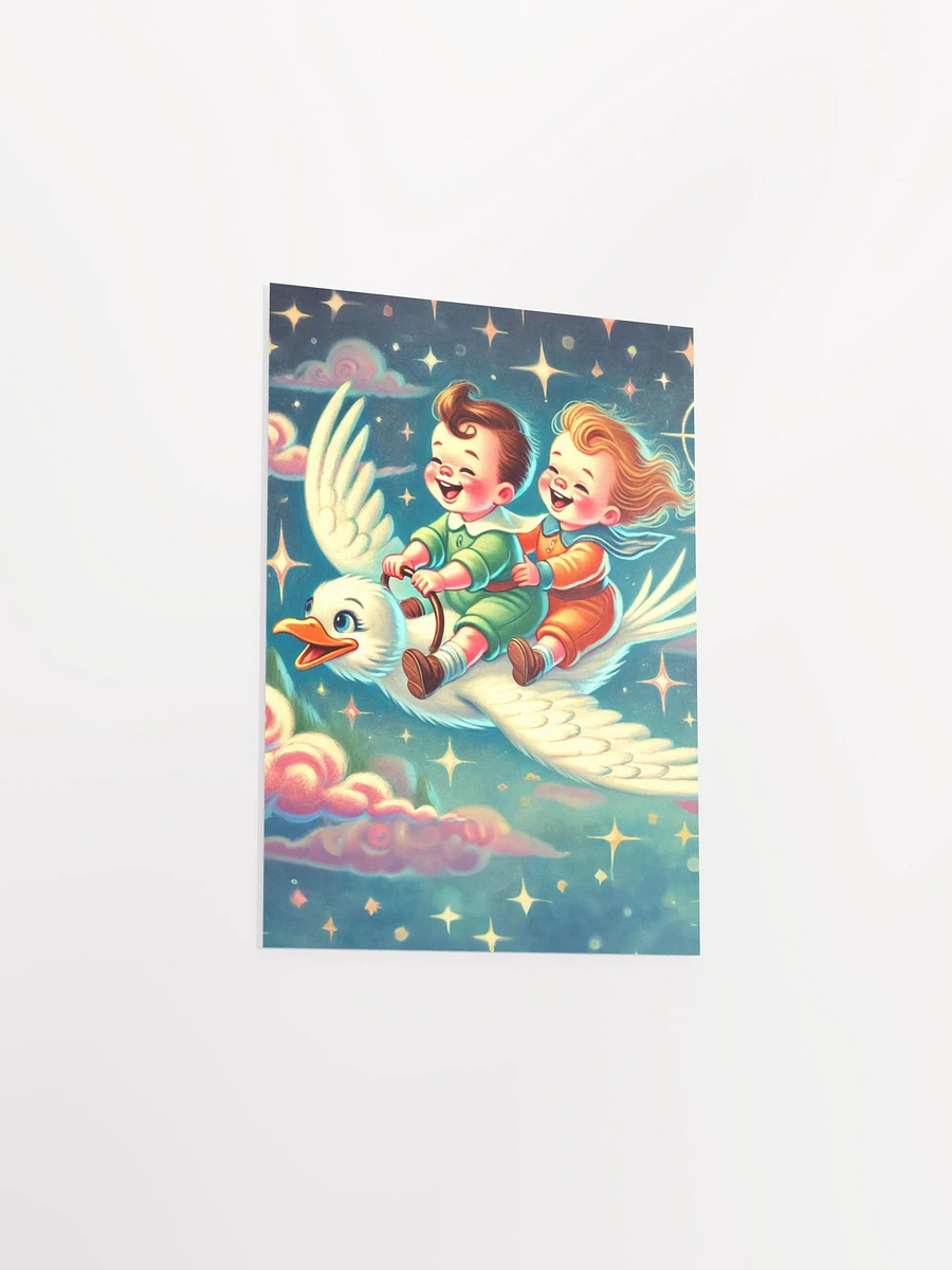 Children Riding a Bird on a Starry Night Premium Poster product image (24)